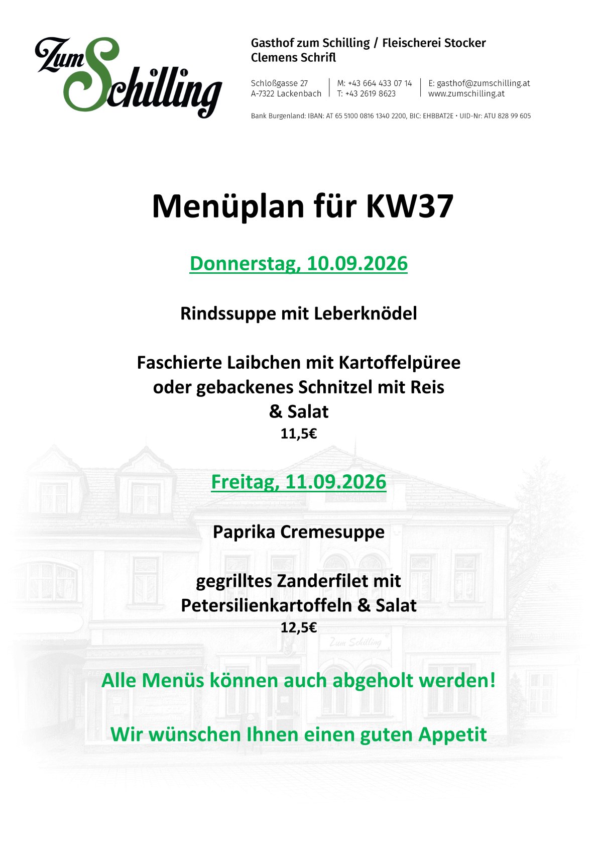 Menüplan KW37
